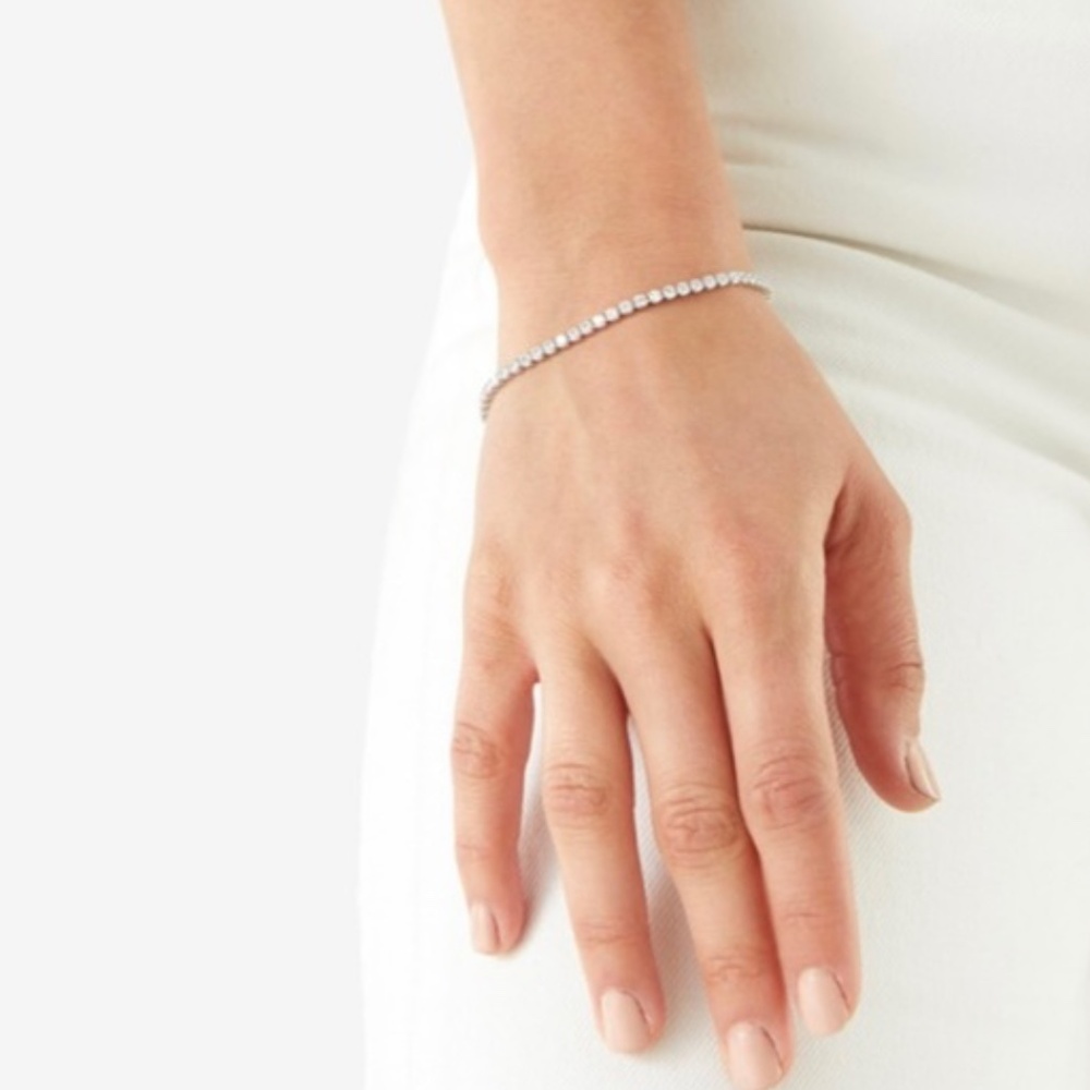 Kenneth Jay Lane KJL CZ crystal cubic zirconia silver crystal tennis bracelet